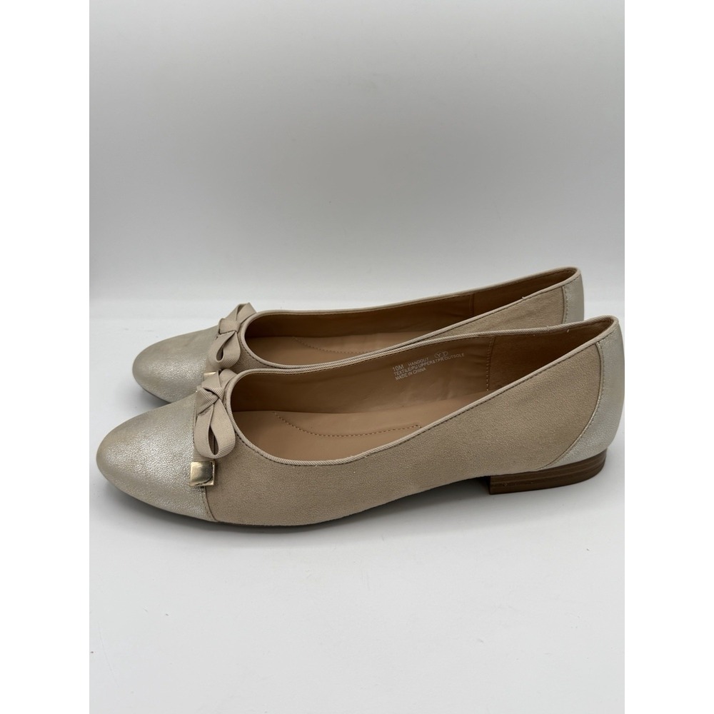 A2 by Aerosoles Handout Women's Suede And Metallic Cap Ballet Slippers Size 10